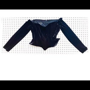 90s bustier corset black velvet off the shoulder top XL